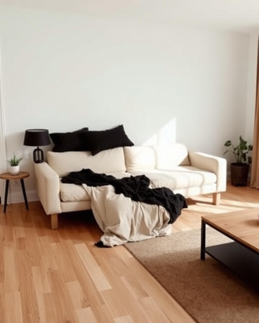 Sofá cama en sala moderna